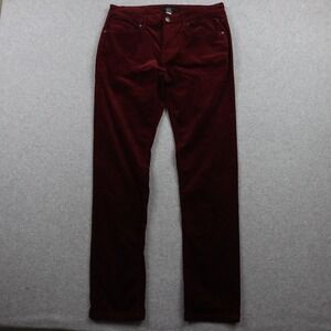 Ethanol Pants Mens 32 Slim Straight Leg Stretch Corduroy 5-Pocket Jeans Burgundy
